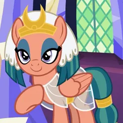 Size: 605x607 | Tagged: safe, derpibooru import, screencap, somnambula, pegasus, pony, shadow play, cropped, egyptian, egyptian headdress, egyptian pony, female, image, jpeg, lidded eyes, mare, smiling, solo