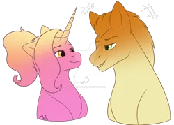 Size: 1280x916 | Tagged: safe, artist:malinraf1615, derpibooru import, gallop j. fry, luster dawn, pony, deviantart watermark, female, image, lusterfry, male, obtrusive watermark, older, png, shipping, simple background, straight, transparent background, watermark