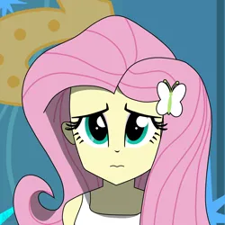 Size: 3840x3840 | Tagged: safe, artist:altynp, derpibooru import, fluttershy, equestria girls, bust, female, image, jpeg, nervous, portrait, solo