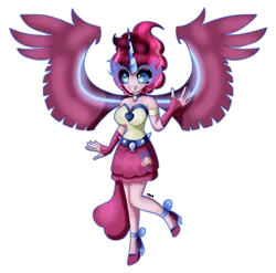 Size: 4128x4078 | Tagged: safe, artist:eeveeglaceon, derpibooru import, pinkie pie, equestria girls, clothes, corrupted, female, image, midnight-ified, png, simple background, skirt, solo, transparent background