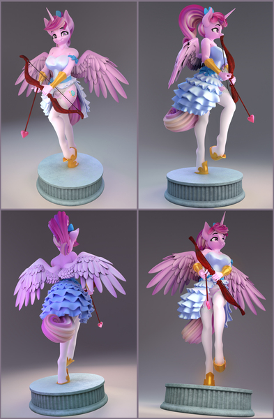 Size: 5000x7635 | Tagged: suggestive, artist:chyvak, derpibooru import, princess cadance, anthro, 3d, absurd resolution, arrow, bow (weapon), bow and arrow, clothes, craft, female, image, jpeg, panties, photo, sculpture, socks, solo, solo female, stockings, thigh highs, underwear, weapon