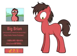 Size: 3774x2754 | Tagged: safe, artist:equestria secret guard, derpibooru import, oc, oc:big brian, unofficial characters only, earth pony, pony, banned from equestria daily, pony creator, chinese text, confused, earth pony oc, female, image, male, mare, moon runes, png, simple background, solo, stallion, transparent background