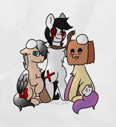 Size: 913x993 | Tagged: semi-grimdark, artist:foxx_grey_art, derpibooru import, oc, oc:black fox, oc:colin grey, oc:paper bag, unofficial characters only, earth pony, pegasus, pony, bag, blood, crying, image, jpeg, noose, paper bag, simple background, sitting, standing, tears of blood, white background