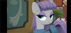 Size: 1280x606 | Tagged: safe, artist:some_ponu, derpibooru import, maud pie, earth pony, pony, the gift of the maud pie, image, jpeg, lidded eyes, scene interpretation, screenshot redraw, smiling, solo focus, when she smiles