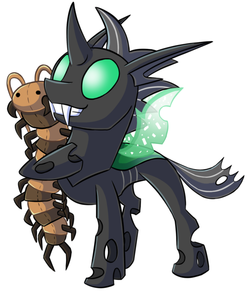 Size: 1565x1842 | Tagged: safe, artist:racingwolf, derpibooru import, oc, oc:scy, unofficial characters only, centipede, changeling, derpibooru community collaboration, 2023 community collab, image, plushie, png, simple background, solo, transparent background