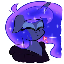 Size: 1300x1300 | Tagged: safe, artist:iceflower99, derpibooru import, princess luna, fanfic, gamer luna, clothes, cute, doodle, eyes closed, fanfic art, floppy ears, freckles, heart, hoodie, image, lunabetes, missing accessory, png, simple background, solo, white background