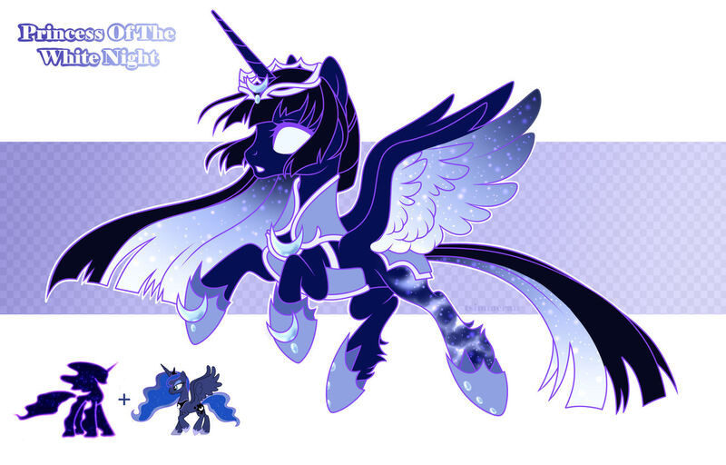 Size: 1280x819 | Tagged: safe, artist:elberas, derpibooru import, princess luna, tantabus, alicorn, pony, ethereal mane, fusion, image, jpeg, starry mane, white eyes