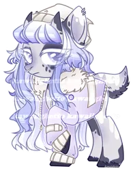Size: 760x975 | Tagged: safe, artist:kawaiighetto, derpibooru import, oc, unofficial characters only, bicorn, pony, beanie, clothes, female, hat, horn, image, mare, multiple horns, png, raised hoof, simple background, solo, transparent background
