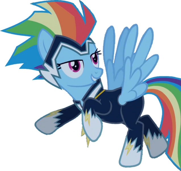 Size: 921x867 | Tagged: safe, artist:pascalmulokozi2, derpibooru import, edit, edited screencap, screencap, rainbow dash, zapp, pegasus, pony, power ponies (episode), background removed, flying, image, not a vector, png, power ponies, simple background, solo, transparent background