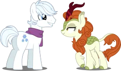 Size: 5151x3000 | Tagged: safe, artist:dashiesparkle, artist:third uncle, derpibooru import, edit, vector edit, autumn blaze, double diamond, earth pony, kirin, pony, to where and back again, .svg available, absurd resolution, autumndiamond, awwtumn blaze, butt, clothes, crack shipping, cute, female, image, male, plot, png, pose, scarf, shipping, simple background, straight, transparent background, vector