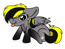 Size: 957x728 | Tagged: safe, artist:rokosmith26, derpibooru import, oc, oc:nuclear night, unofficial characters only, pegasus, pony, angy, big eyes, cheeky, chest fluff, chibi, commission, cute, derp, female, floppy ears, image, mare, pegasus oc, png, simple background, sitting, solo, spread wings, tongue out, transparent background, underhoof, wings, ych result, your character here