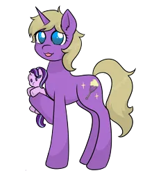 Size: 1462x1648 | Tagged: safe, artist:hayley566, derpibooru import, starlight glimmer, oc, oc:hay meadow, unofficial characters only, pony, unicorn, derpibooru community collaboration, 2023 community collab, :p, cute, female, image, mare, plushie, png, raised hoof, simple background, solo, tongue out, transparent background