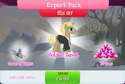 Size: 1263x854 | Tagged: safe, derpibooru import, official, golden gavel, vance van vendington, pony, unicorn, bundle, clothes, costs real money, english, gem, glasses, horn, image, jpeg, male, necktie, numbers, solo, solo focus, stairs, stallion, suit, text, tower