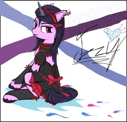 Size: 1722x1650 | Tagged: safe, artist:sallycars, derpibooru import, izzy moonbow, pony, unicorn, abstract background, alternate hairstyle, black mane, female, g5, goth, goth izzy, image, looking at you, mare, ms paint, png, solo, unshorn fetlocks