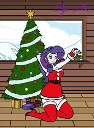 Size: 836x1138 | Tagged: safe, artist:linedraweer, derpibooru import, rarity, human, equestria girls, boots, christmas, christmas outfit, christmas tree, clothes, commission, dress, female, high heel boots, holiday, holly, holly mistaken for mistletoe, image, kneeling, png, shoes, thigh boots, tree, ych result, your character here