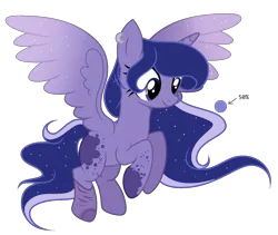 Size: 1596x1348 | Tagged: safe, artist:existencecosmos188, derpibooru import, twilight sparkle, twilight sparkle (alicorn), oc, unofficial characters only, alicorn, pony, base used, ethereal mane, female, flying, image, magical lesbian spawn, mare, offspring, parent:princess luna, parent:twilight sparkle, parents:twiluna, png, simple background, solo, starry mane, transparent background