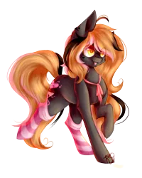Size: 1494x1871 | Tagged: safe, artist:prettyshinegp, derpibooru import, oc, unofficial characters only, earth pony, pony, clothes, earth pony oc, floppy ears, image, png, raised hoof, simple background, smiling, socks, striped socks, transparent background