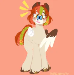 Size: 1280x1294 | Tagged: safe, artist:pastelperyton, derpibooru import, oc, unofficial characters only, butterfly, insect, pegasus, pony, amputee, butterfly on nose, image, insect on nose, jpeg, missing wing, solo