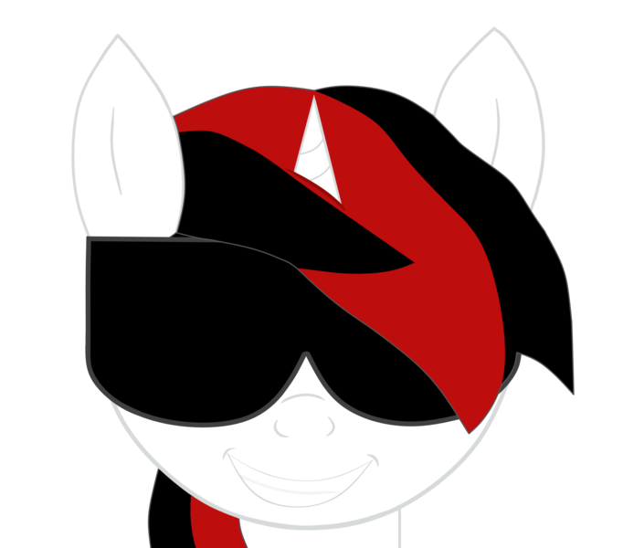 Size: 2572x2262 | Tagged: safe, artist:ghostpikachu, derpibooru import, oc, oc:blackjack, unofficial characters only, pony, unicorn, fallout equestria, fallout equestria: project horizons, bust, emblem editor, fanfic art, female, horn, image, png, portrait, simple background, small horn, solo, sunglasses, transparent background