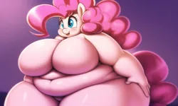 Size: 1154x692 | Tagged: suggestive, derpibooru import, machine learning generated, novelai, stable diffusion, pinkie pie, anthro, earth pony, belly button, breasts, fat, featureless breasts, female, image, jpeg, love handles, morbidly obese, obese, piggy pie, pudgy pie, rolls of fat, simple background, solo, solo female