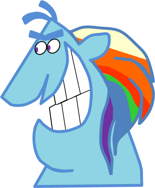 Size: 713x863 | Tagged: safe, artist:charelzzz, derpibooru import, rainbow dash, bust, character swap, dinkleberg, image, png, simple background, solo, transparent background