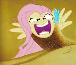 Size: 900x778 | Tagged: safe, derpibooru import, edit, editor:charelzzz, fluttershy, sandworm, shai-hulud, crossover, dune, flutterrage, image, png, pun, shy-hulud, you're going to love me