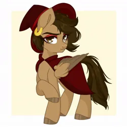 Size: 1024x1024 | Tagged: safe, artist:cosmicblaze, derpibooru import, oc, oc:hazelnut brew, unofficial characters only, pegasus, pony, bedroom eyes, ear piercing, earring, eyeshadow, female, full body, hat, image, jewelry, jpeg, looking at you, makeup, pegasus oc, piercing, raised hoof, solo, solo female, wings, witch, witch hat