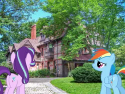 Size: 2048x1536 | Tagged: safe, derpibooru import, rainbow dash, starlight glimmer, pegasus, pony, unicorn, butt, connecticut, female, glimmer glutes, hartford, house, image, irl, jpeg, mare, photo, plot, ponies in real life, rainbutt dash