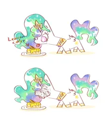 Size: 2048x2389 | Tagged: safe, artist:liustranapolu, derpibooru import, princess celestia, alicorn, pony, cake, cakelestia, chibi, female, food, image, jpeg, mare