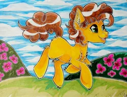Size: 3258x2500 | Tagged: safe, artist:annuthecatgirl, derpibooru import, cheese sandwich, earth pony, pony, chest fluff, commission, ear fluff, high res, image, jpeg, male, mixed media, solo, stallion, traditional art