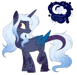 Size: 2872x2800 | Tagged: safe, artist:existencecosmos188, derpibooru import, oc, alicorn, hybrid, pony, alicorn oc, base used, colored wings, horn, image, interspecies offspring, offspring, parent:discord, parent:princess luna, parents:lunacord, png, simple background, solo, transparent background, two toned wings, wings