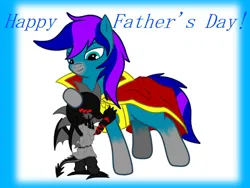 Size: 1200x900 | Tagged: safe, artist:darknazawrath, derpibooru import, oc, unofficial characters only, dragon, earth pony, cape, clothes, coat markings, dragon oc, duo, earth pony oc, father's day, image, jpeg, non-pony oc, smiling, socks (coat marking)