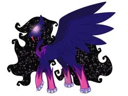 Size: 1200x900 | Tagged: safe, artist:darknazawrath, derpibooru import, oc, unofficial characters only, pegasus, pony, ethereal mane, glow, glowing eyes, image, jpeg, nightmarified, pegasus oc, simple background, slim, solo, starry mane, white background, wings