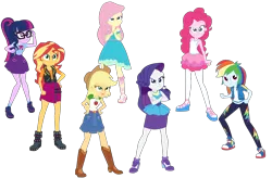 Size: 9929x6998 | Tagged: safe, artist:gmaplay, derpibooru import, applejack, fluttershy, pinkie pie, rainbow dash, rarity, sci-twi, sunset shimmer, twilight sparkle, equestria girls, equestria girls series, rollercoaster of friendship, >:), belt, boots, bracelet, clothes, crossed arms, cutie mark, cutie mark on clothes, denim skirt, equestria girls (team), fluttershy boho dress, frilly design, geode of empathy, geode of fauna, geode of shielding, geode of sugar bombs, geode of super speed, geode of super strength, geode of telekinesis, glare, glasses, gold, hand on hip, high heels, hoodie, image, jewelry, leader, leather vest, magical geodes, members, necklace, pants, pantyhose, pencil skirt, pendant, png, rah rah skirt, raised eyebrow, rarity peplum dress, sandals, shoes, shoulderless shirt, skirt, sleeveless, sleeveless tank top, sneakers, spikes, sweatpants, tanktop, team, wristband