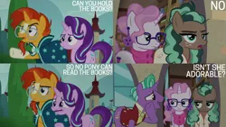 Size: 4400x2475 | Tagged: safe, derpibooru import, edit, edited screencap, editor:quoterific, screencap, firelight, starlight glimmer, sunburst, the parent map, image, png