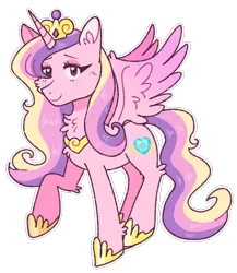 Size: 1139x1315 | Tagged: safe, artist:paamyu, derpibooru import, princess cadance, alicorn, pony, crown, female, image, jewelry, looking at you, mare, png, regalia, simple background, smiling, smiling at you, solo, transparent background