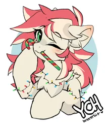 Size: 1200x1400 | Tagged: safe, artist:butterbit, derpibooru import, alicorn, earth pony, pegasus, pony, unicorn, candy, candy cane, christmas, christmas lights, commission, cute, food, holiday, image, png, solo, your character here