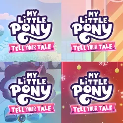 Size: 1920x1920 | Tagged: safe, derpibooru import, edit, edited screencap, editor:itsmgh1203, screencap, pony, unicorn, g5, my little pony: tell your tale, spoiler:g5, spoiler:my little pony: tell your tale, spoiler:tyts01e37, spoiler:tyts01e38, spoiler:tyts01e39, spoiler:tyts01e40, female, floppy ears, foal food, image, jpeg, mare, misty brightdawn, my little pony logo, secret canter, sky, snow, snow pun intended, solo, under the mistytoe