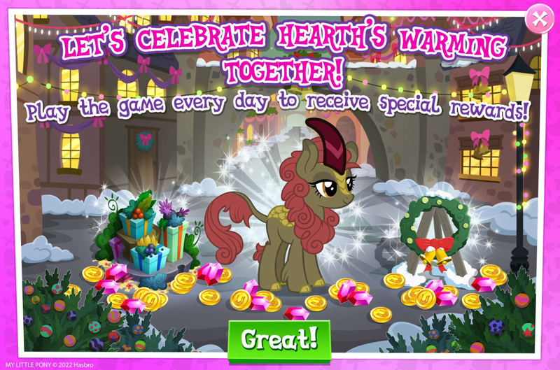 Size: 1961x1297 | Tagged: safe, derpibooru import, official, maple brown, kirin, advertisement, background character, background kirin, bush, cloven hooves, coin, costs real money, english, female, gameloft, gem, horn, image, jpeg, present, sale, solo, solo focus, text, wreath