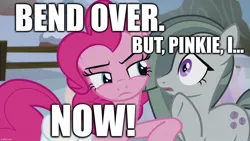 Size: 1280x720 | Tagged: suggestive, derpibooru import, edit, edited screencap, screencap, marble pie, pinkie pie, and then sex happened, bend over, caption, female, image, image macro, imminent rape, imminent sex, implied incest, implied lesbian, implied rape, implied sex, incest, jpeg, lesbian, marbinkie, pie sisters, pie twins, piecest, shipping, siblings, sisters, text, twins