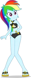 Size: 1887x4758 | Tagged: safe, alternate version, artist:dustinwatsongkx, derpibooru import, rainbow dash, human, equestria girls, equestria girls series, accessory swap, bare shoulders, bikini, bikini bottom, clothes, clothes swap, feet, female, image, png, sandals, simple background, sleeveless, solo, sunset shimmer swimsuit, sunset shimmer's beach shorts swimsuit, swimsuit, swimsuit swap, transparent background, vector