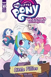 Size: 2063x3131 | Tagged: safe, derpibooru import, idw, accord, fluttershy, rainbow dash, rarity, twilight sparkle, twilight sparkle (alicorn), alicorn, clothes, cover art, dress, facial hair, image, jpeg, moustache, my little pony logo, quill pen