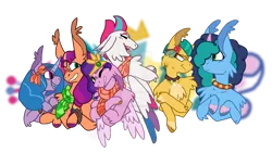 Size: 1280x722 | Tagged: safe, artist:hate-love12, derpibooru import, hitch trailblazer, izzy moonbow, pipp petals, sunny starscout, zipp storm, pony, g5, adorapipp, base used, clothes, cute, deviantart watermark, female, image, mane five (g5), misty brightdawn, obtrusive watermark, png, royal sisters (g5), scarf, siblings, simple background, sisters, striped scarf, transparent background, watermark