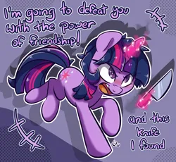 Size: 1776x1636 | Tagged: safe, artist:lou, derpibooru import, twilight sparkle, unicorn, friendship is magic, image, knife, png, unicorn twilight