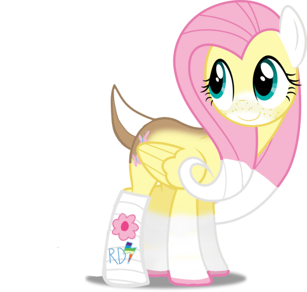 Size: 1024x973 | Tagged: safe, derpibooru import, edit, vector edit, fluttershy, deer, deer pony, hybrid, original species, backstory in description, broken leg, deerified, flutterdeer, freckles, headcanon in the description, image, png, redesign, sam and max, solo, species swap, vector