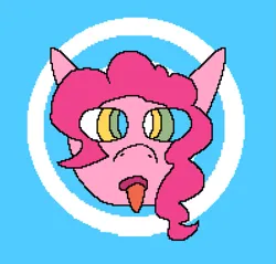 Size: 997x952 | Tagged: safe, artist:rxinbow, derpibooru import, pinkie pie, hypno eyes, hypnosis, hypnotized, image, kaa eyes, pixel art, pixelated, png, tongue out