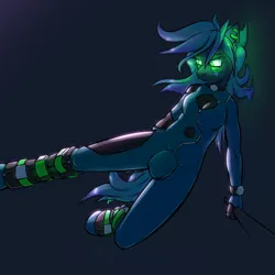 Size: 1280x1280 | Tagged: safe, artist:krd, derpibooru import, oc, oc:vitruvia, unofficial characters only, anthro, unguligrade anthro, anthro oc, boots, breasts, clothes, collar, dark background, ear piercing, facial markings, glow, glowing eyes, image, latex, latex suit, piercing, png, shoes, transgender, watch