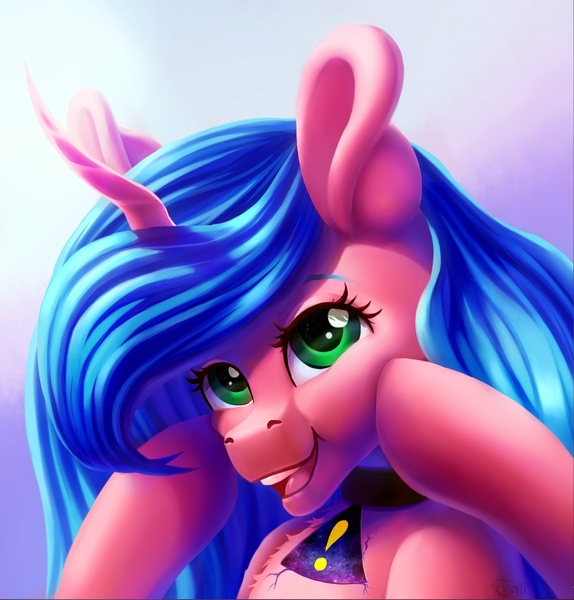 Size: 1436x1500 | Tagged: safe, artist:runettamontbelle, derpibooru import, oc, unofficial characters only, pony, unicorn, collar, hooves on cheeks, image, jpeg, looking at you, my little pony, solo