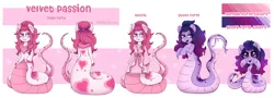 Size: 6500x2328 | Tagged: safe, artist:madelinne, derpibooru import, oc, oc:velvet passion, unofficial characters only, lamia, original species, commission, image, png, reference, reference sheet