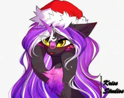 Size: 3488x2776 | Tagged: safe, artist:krissstudios, derpibooru import, oc, pony, unicorn, christmas, female, hat, holiday, image, mare, png, santa hat, solo